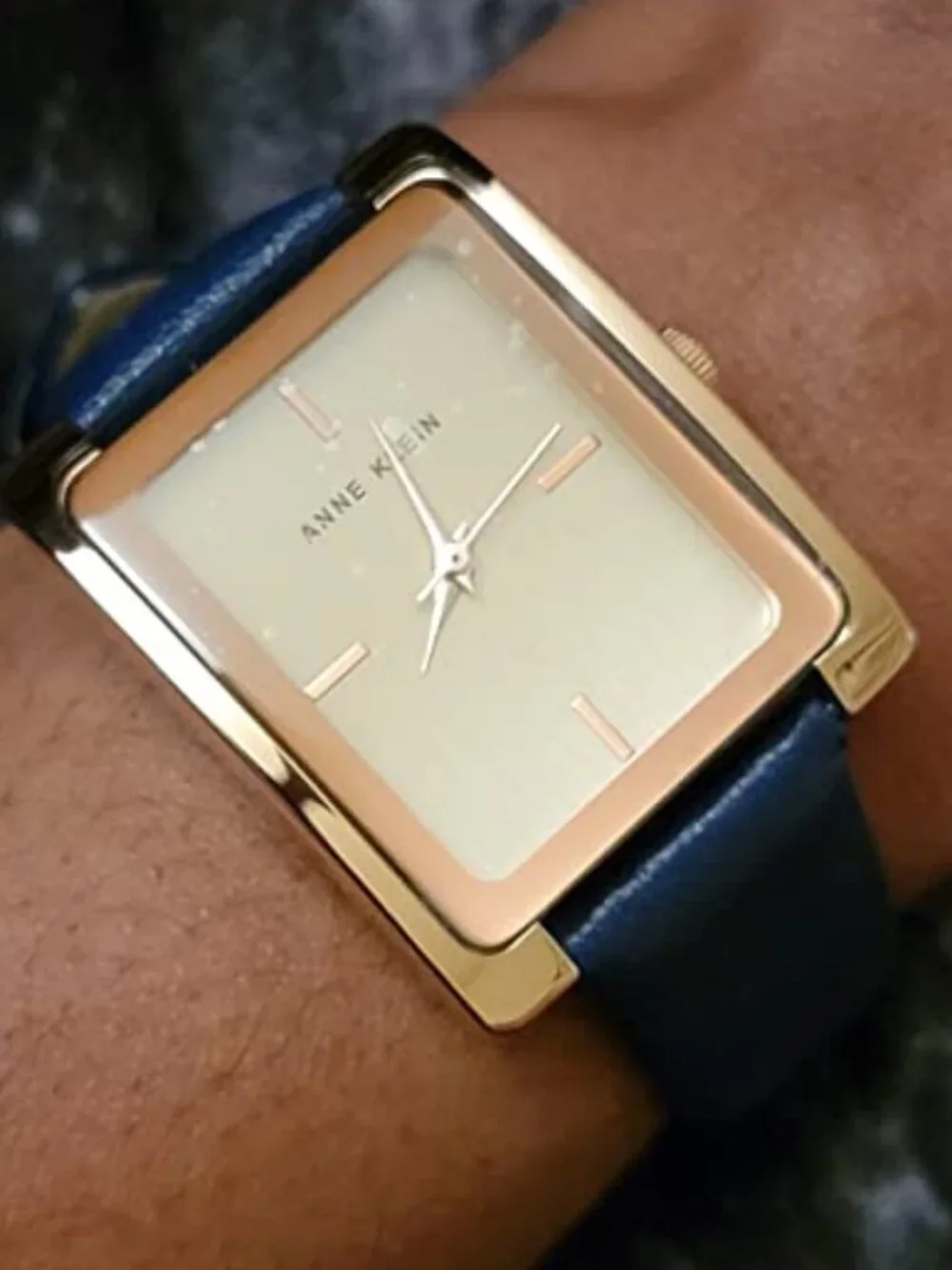Anne Klein Women's Navy Blue Rose Gold Leather Strap Analog Quartz Luxury Watch